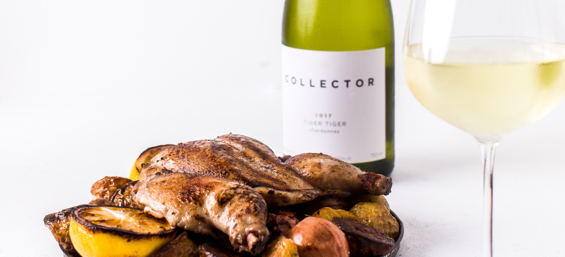 Collector Wines chicken and glass of wine
